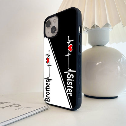 Heartbeat Siblings Bond Glass Case