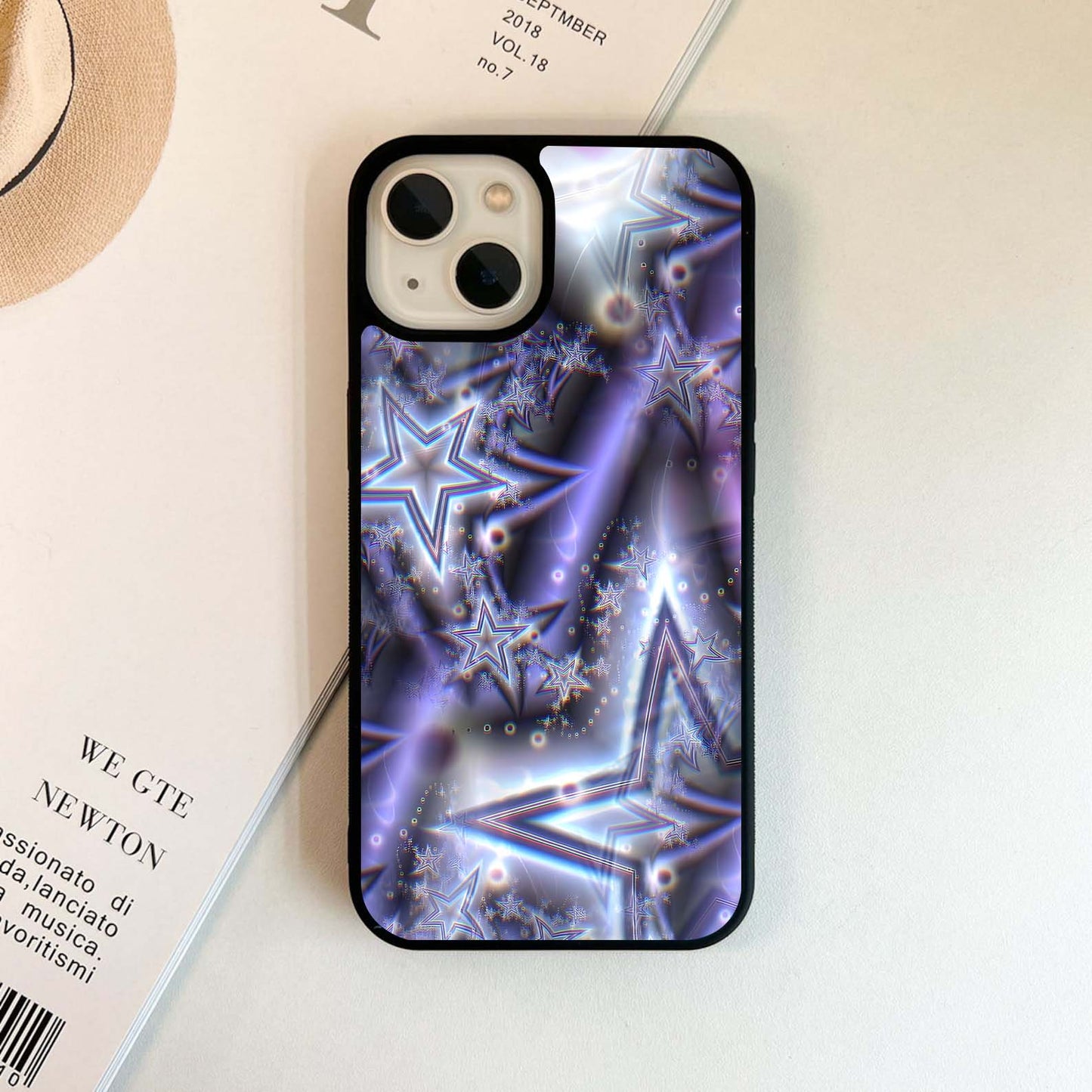 Holographic Star Pattern Glass Case