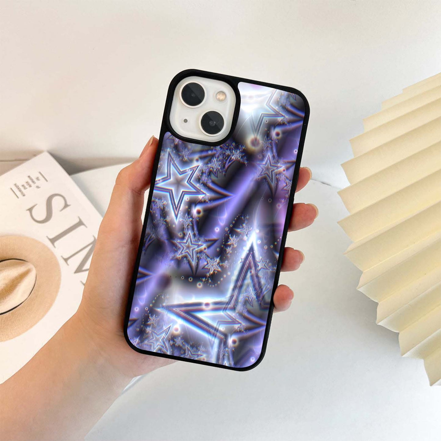 Holographic Star Pattern Glass Case