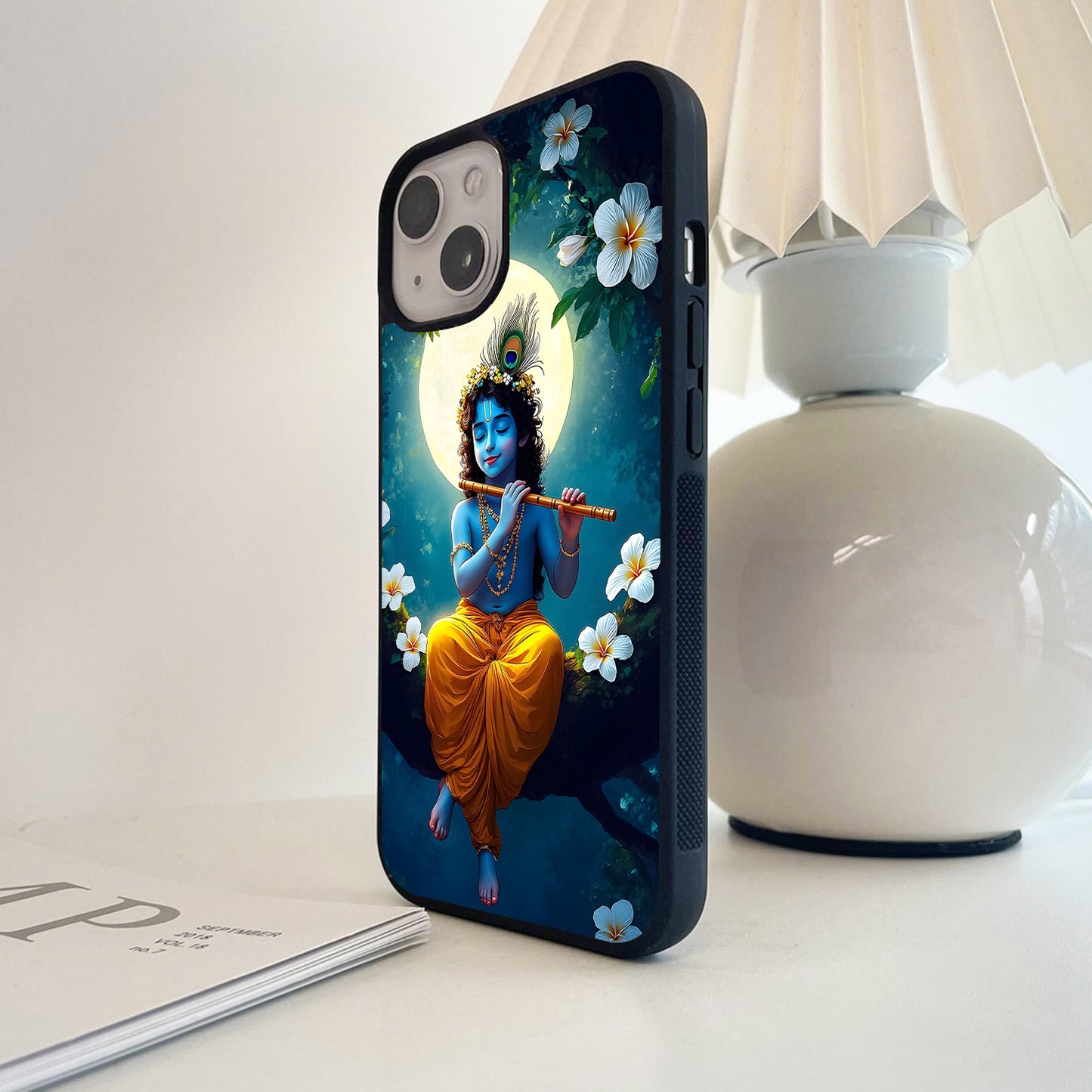 Krishna Floral  Flute Glass Case
