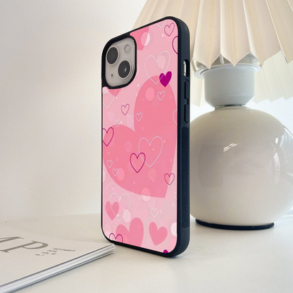 Pink Hearts Glass Case