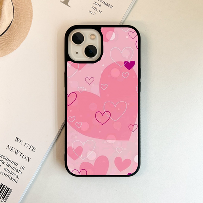 Pink Hearts Glass Case