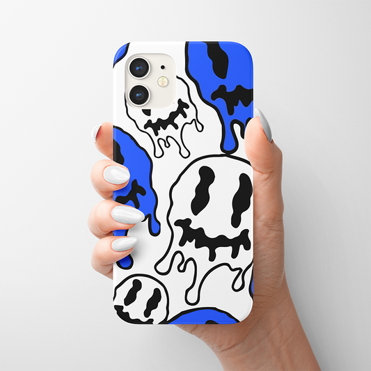 Spooky Skull Head-Blue/White Slim Case Cover With Same Design Holder