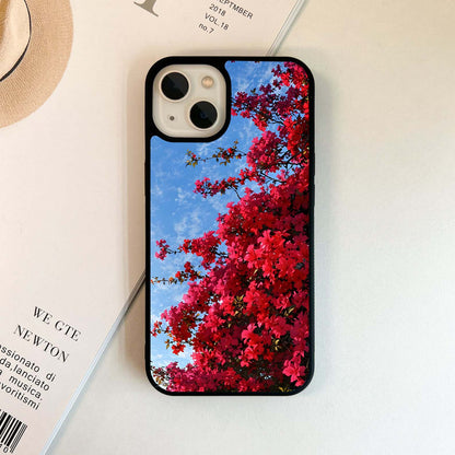 Hot Pink Flower Tree Glass Case