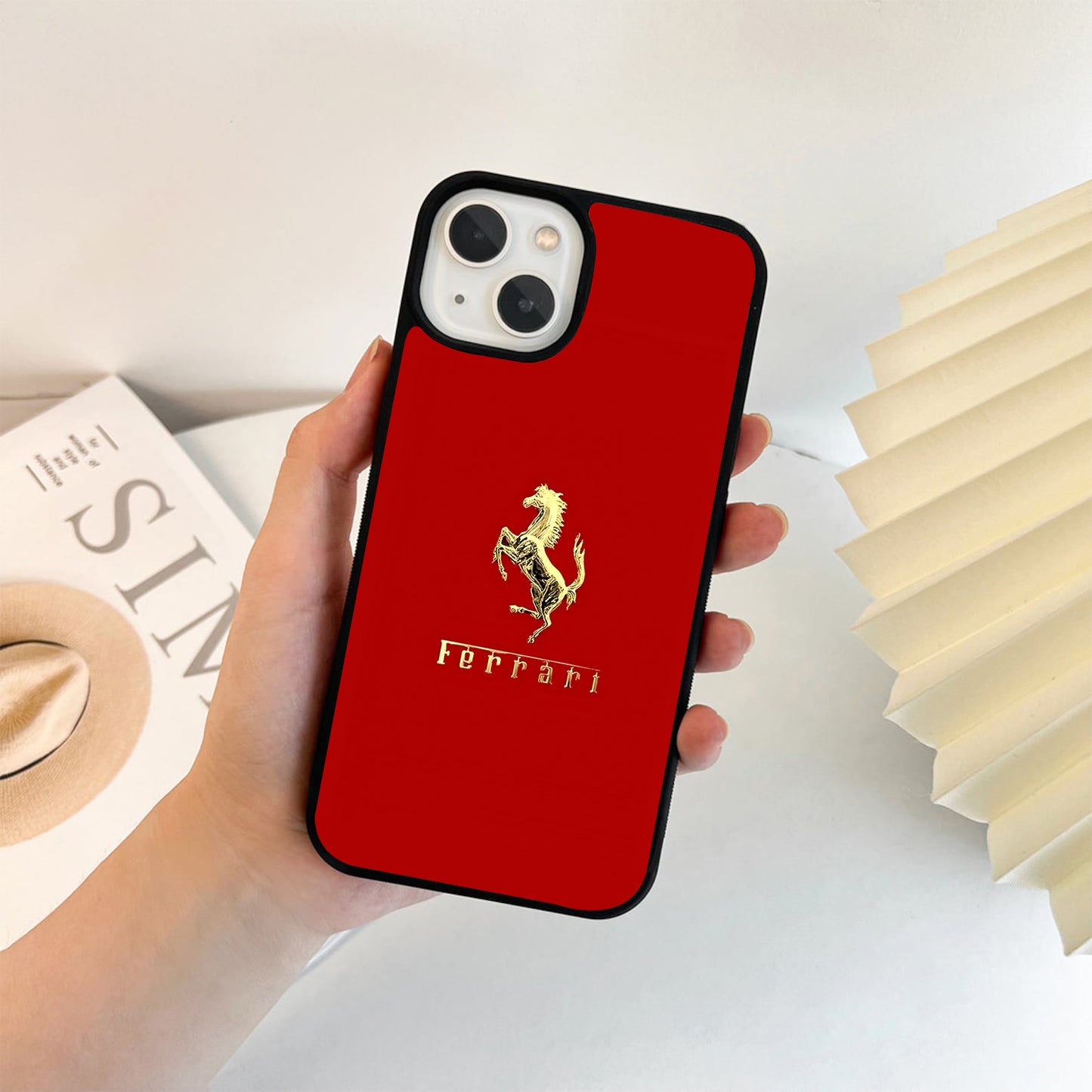 Ferrari Golden Horse Emblem Glass Case