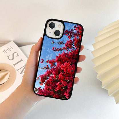 Hot Pink Flower Tree Glass Case