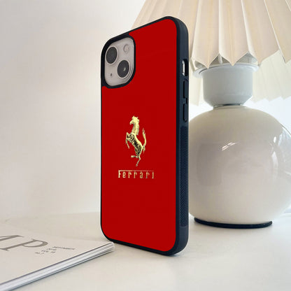 Ferrari Golden Horse Emblem Glass Case