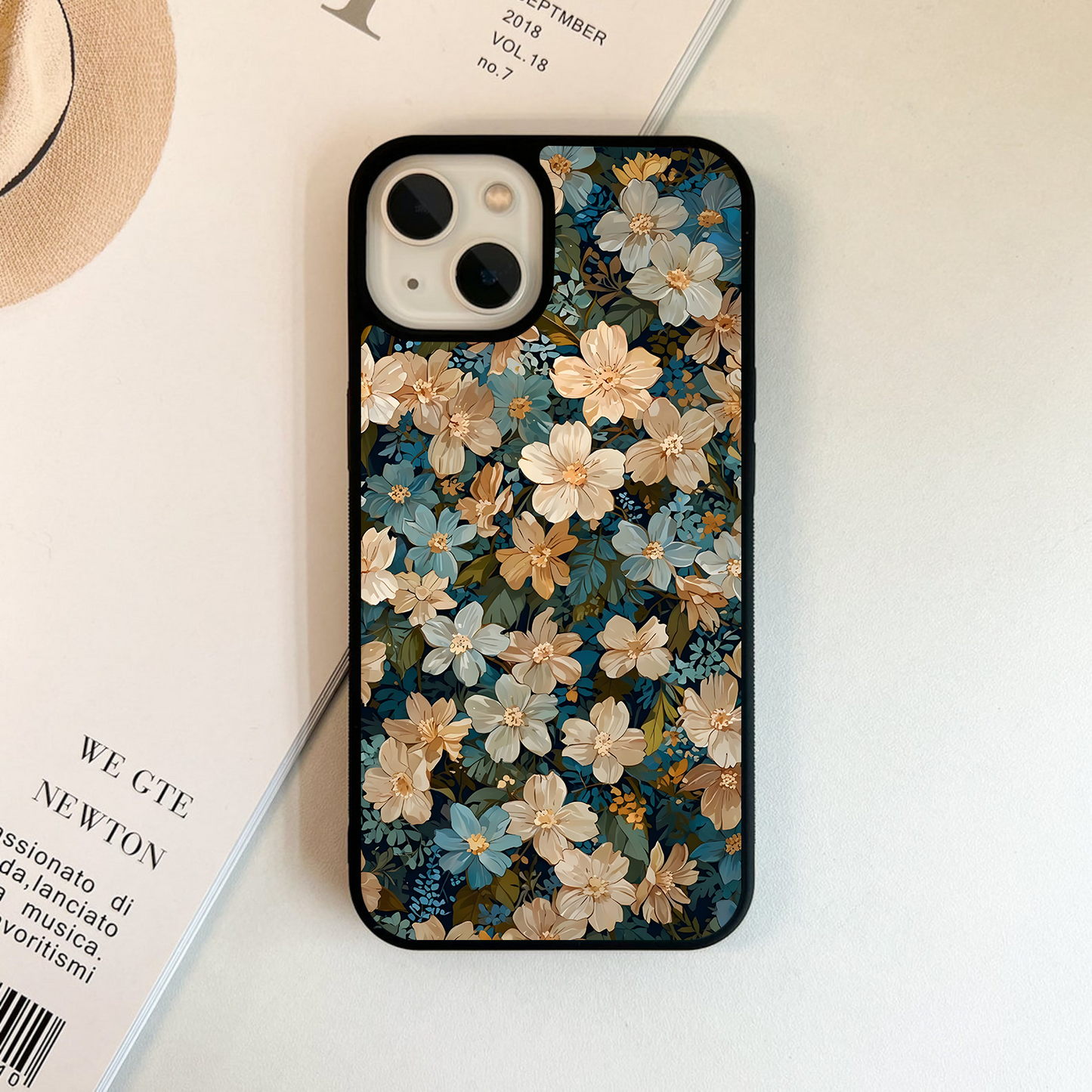 Blushing Flowers Pattern Glass Case