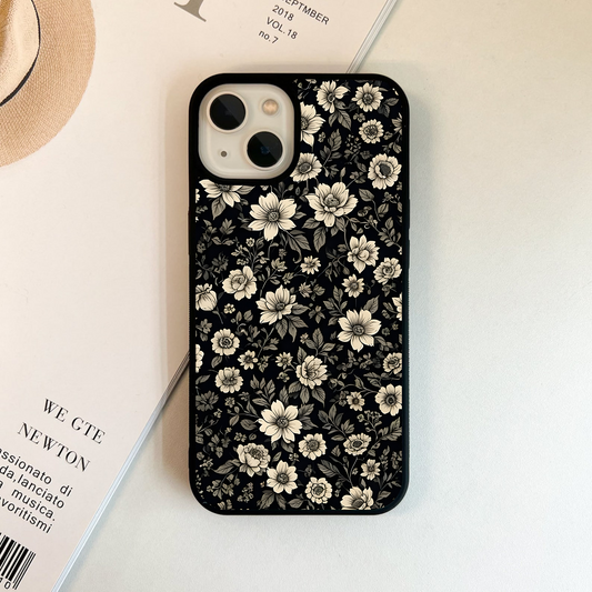 Vintage Beige Floral Glass Case