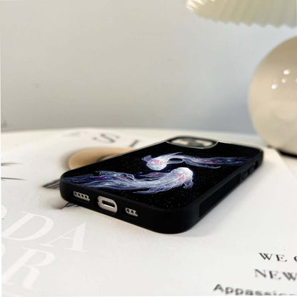 Koi Fishes Art Glass Case