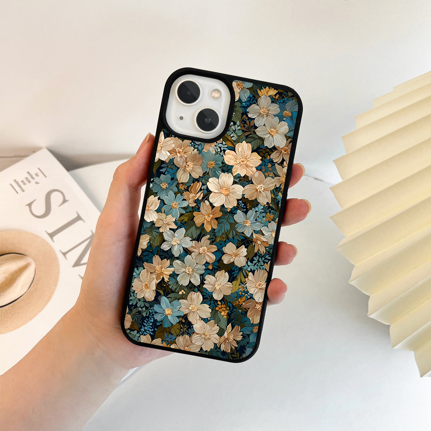 Blushing Flowers Pattern Glass Case