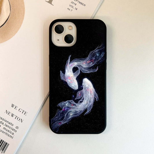 Koi Fishes Art Glass Case