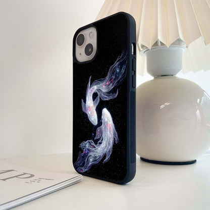 Koi Fishes Art Glass Case