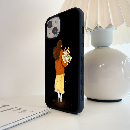 Caricature Girl Glass Case