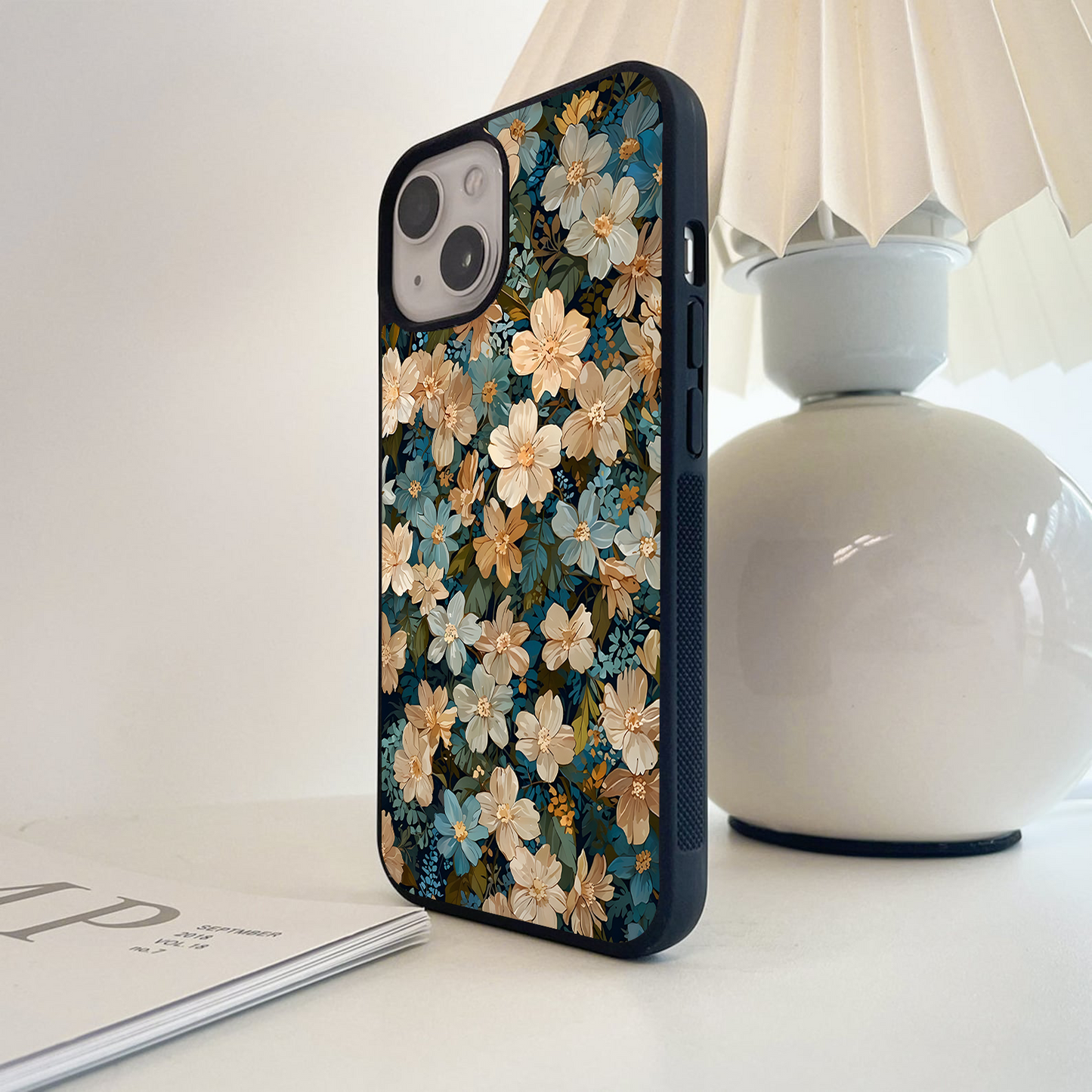 Blushing Flowers Pattern Glass Case