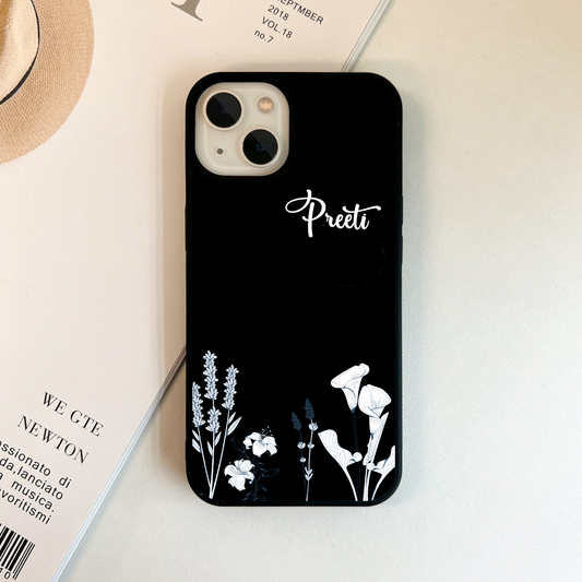 Bloom Custom Name Floral Whisper Glass Case