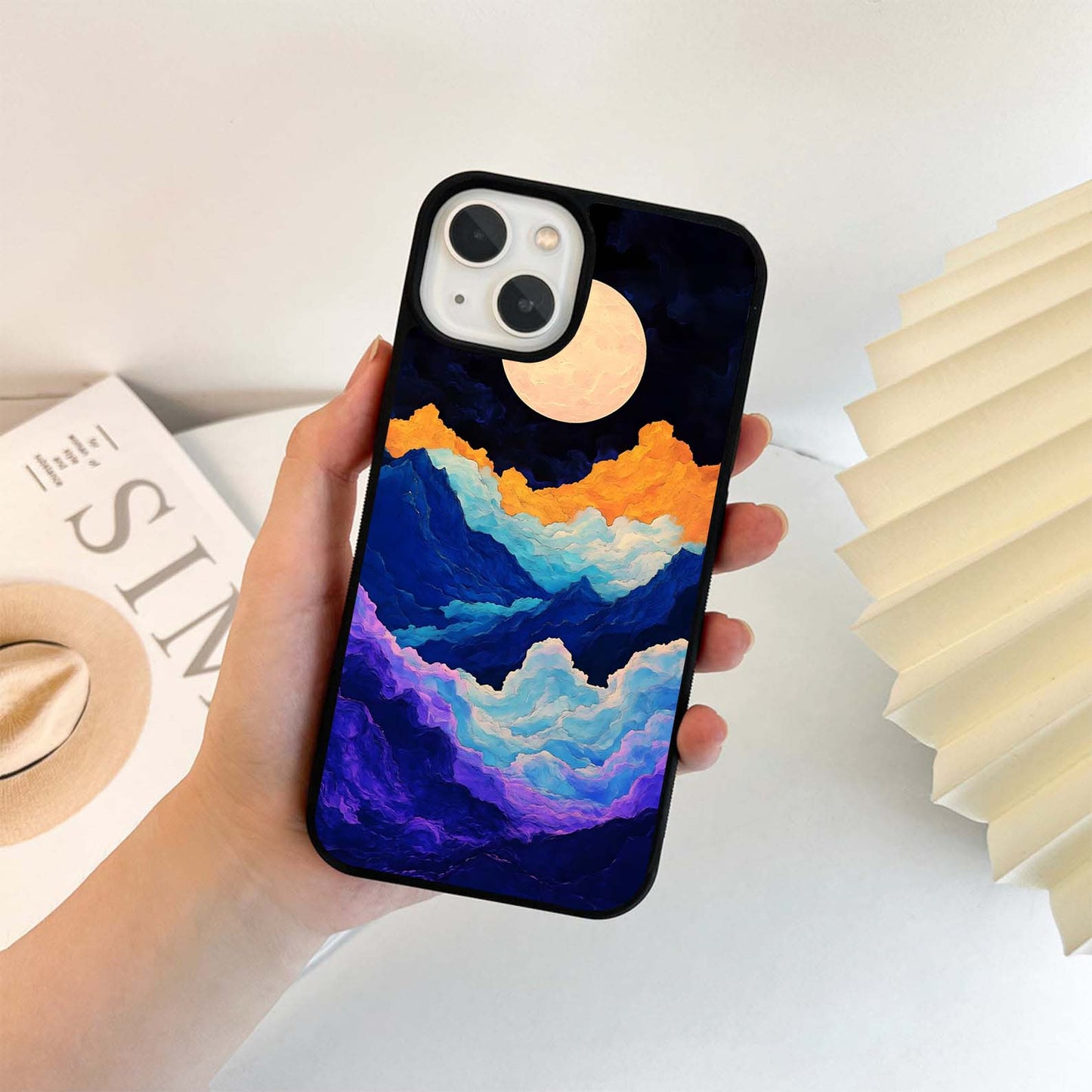 Colorful Surreal Mountains Glass Case