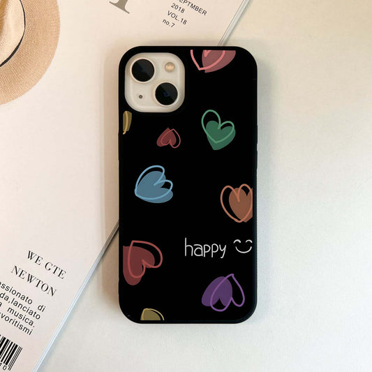 Colorful Happy Hearts Glass Case