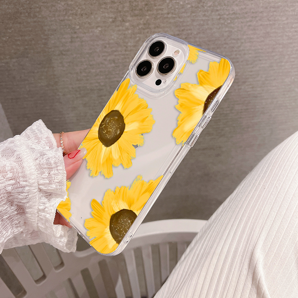 Cute Sunflower Clear Silicon Case Cover