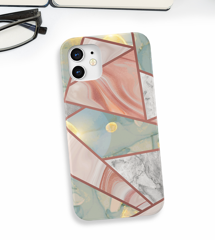 Abstract Marble Patten Slim Case Cover With Same Design Holder