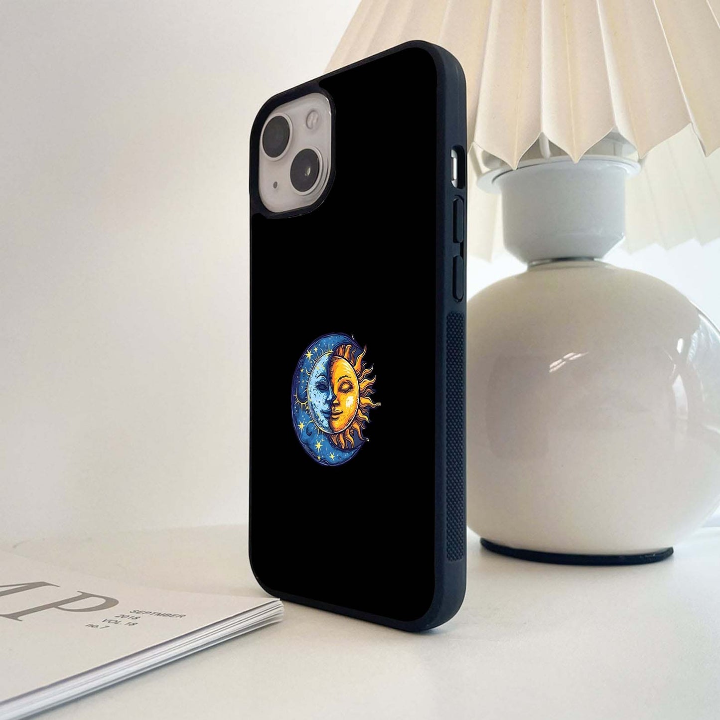 Vibrant Artistic Sun and Moon Glass Case