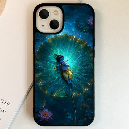 Little Krishna Lotus Glass Case