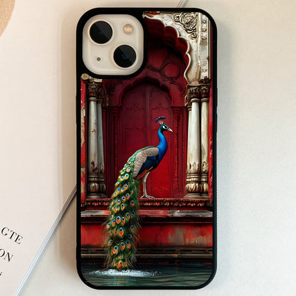National Colorful Peacock Glass Case