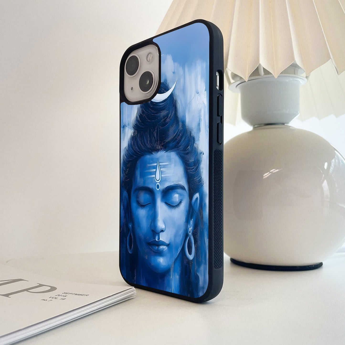 Peaceful Shiva Face Glass Case