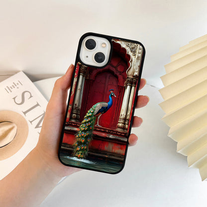 National Colorful Peacock Glass Case