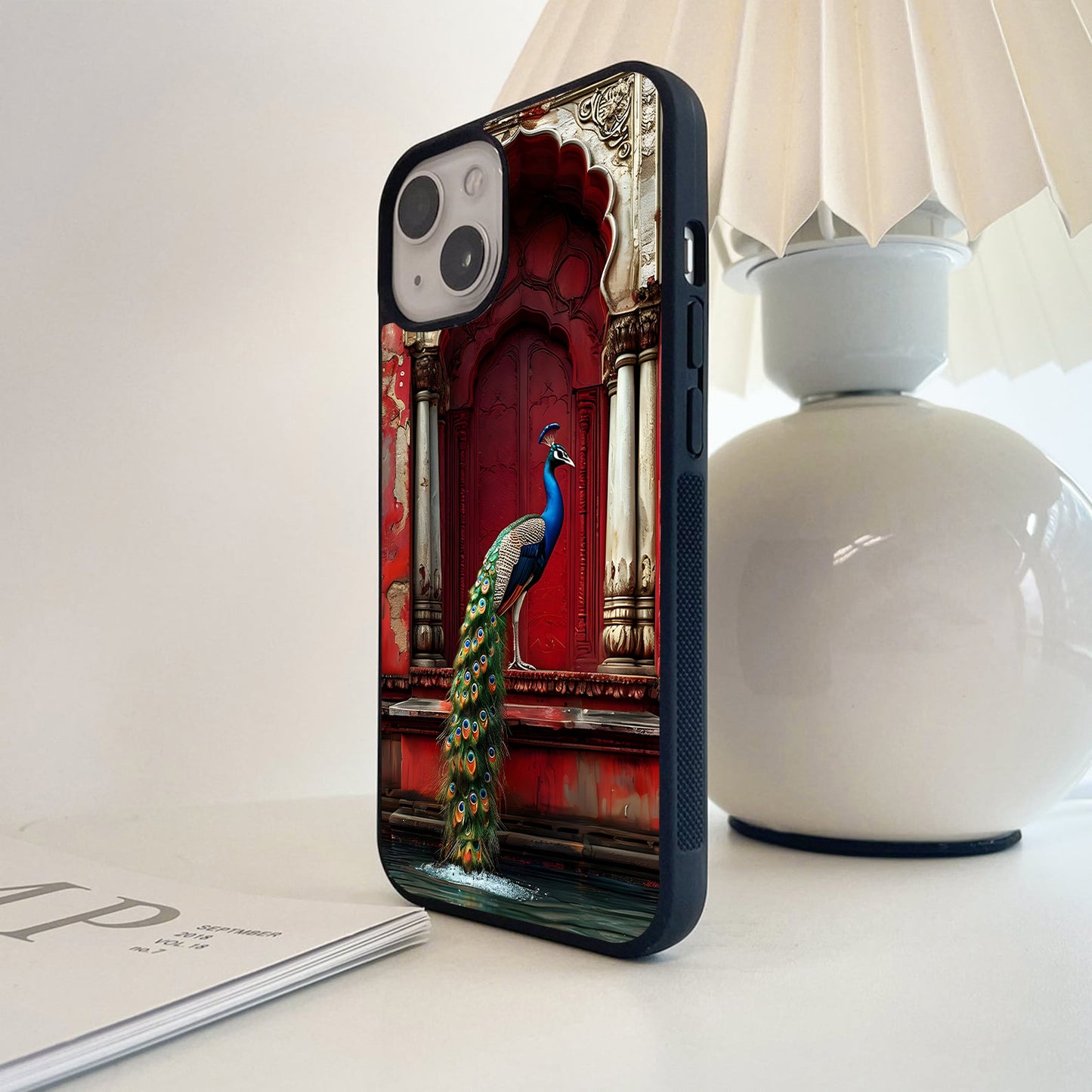 National Colorful Peacock Glass Case