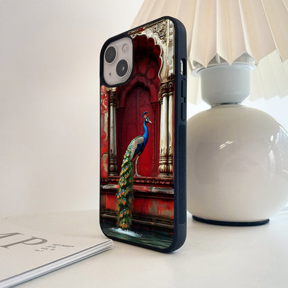 National Colorful Peacock Glass Case