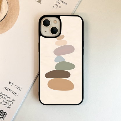 Stacked Pebbles With Heart  Glass Case