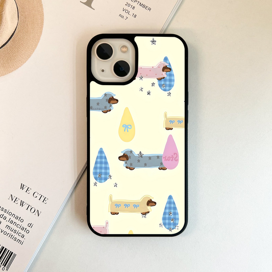 Dachshund Pajama Party Glass Case