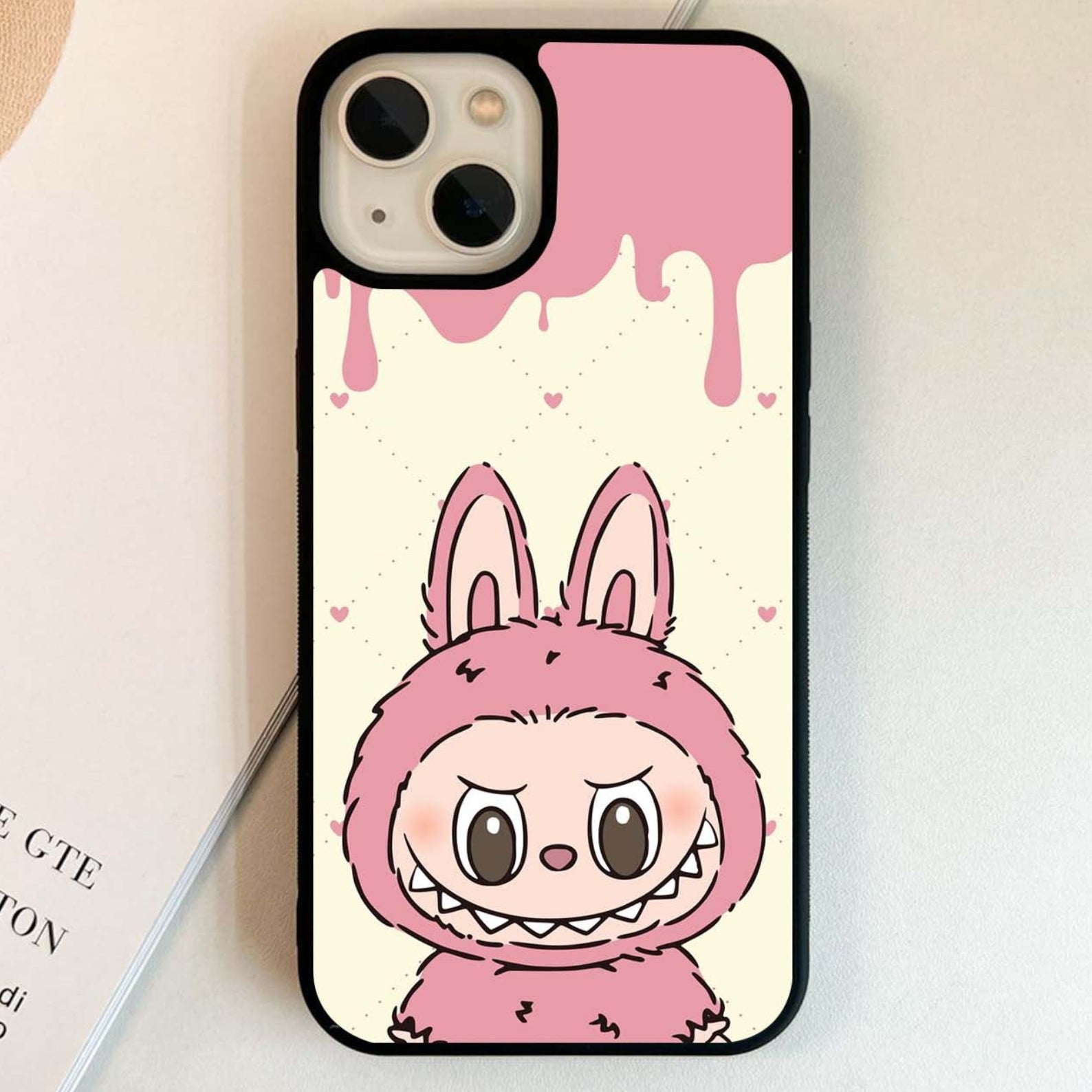 Pink Cute Labubu Glass Case – Phone Villa