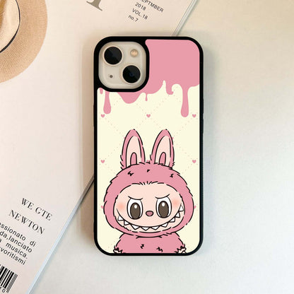 Pink Cute Labubu Glass Case