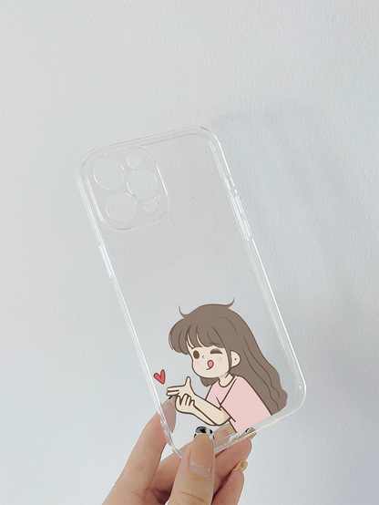 Cute Boy or Girl Soft  Clear Silicon Case Cover