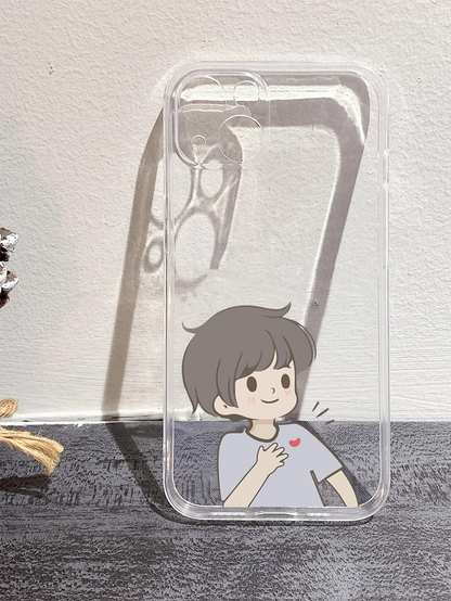 Cute Boy or Girl Soft  Clear Silicon Case Cover