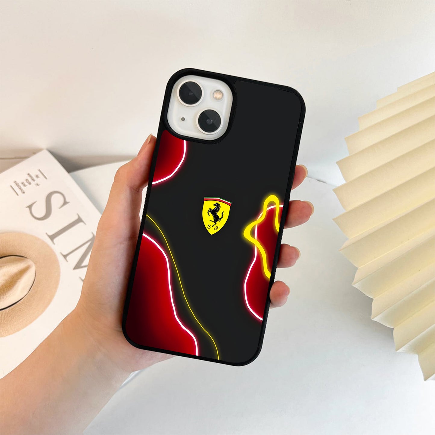 Ferrari Neon Racing Lines Glass Case