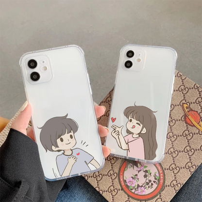 Cute Couple love Soft Clear Silicon Case Cover