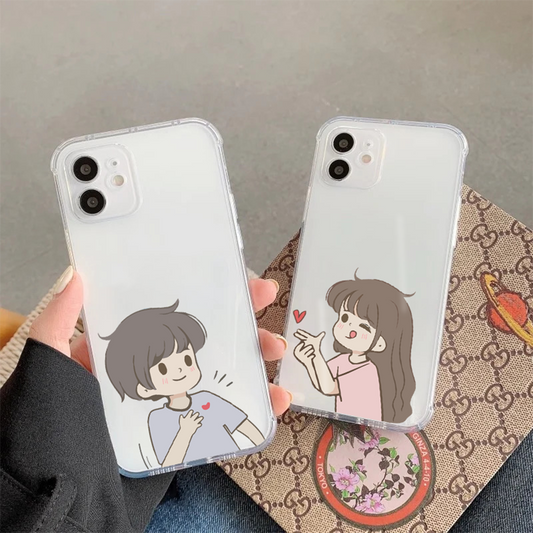 Cute Couple love Soft  Clear Silicon Case Cover