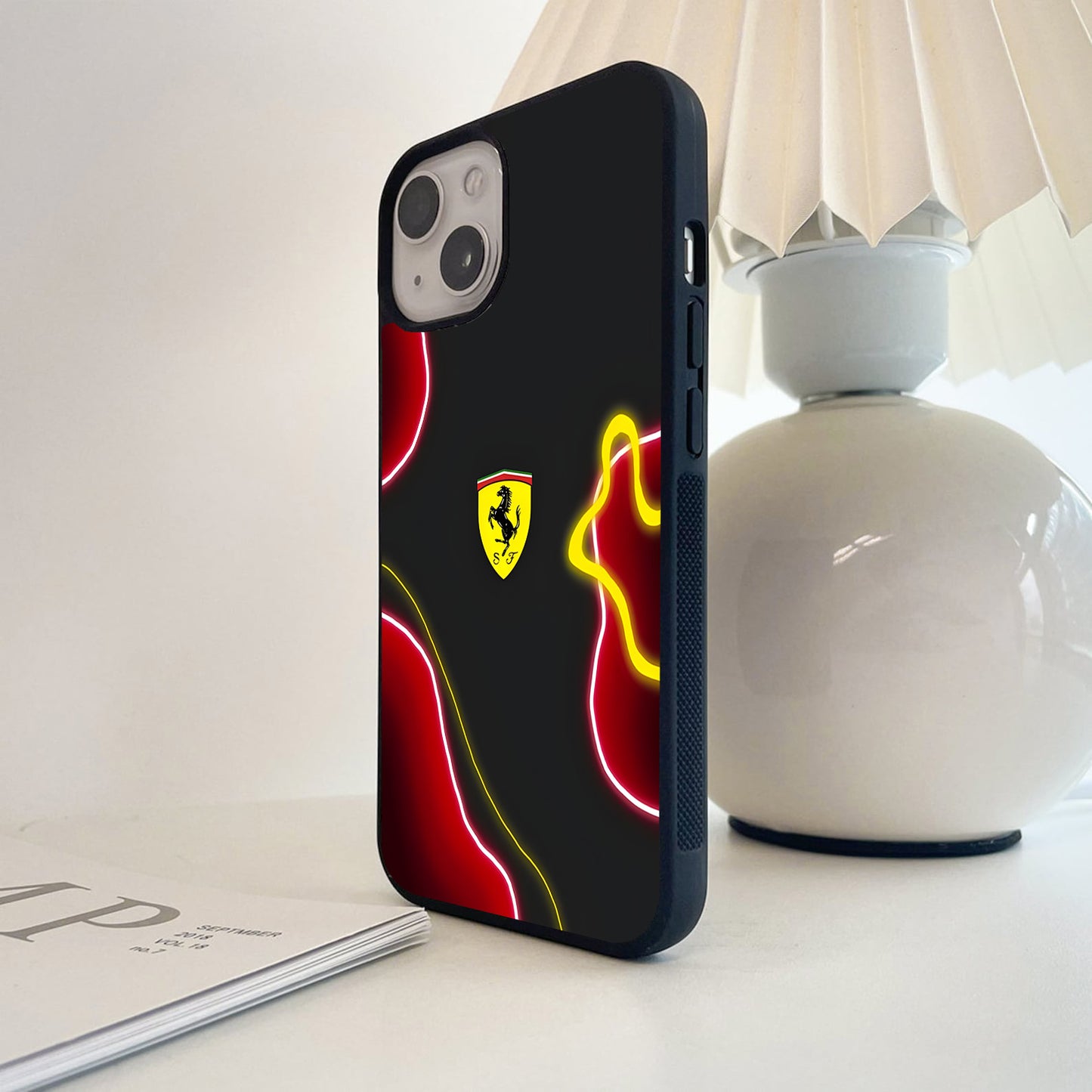 Ferrari Neon Racing Lines Glass Case
