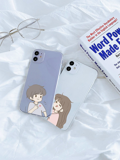 Couple love Soft Clear Silicon Case Cover
