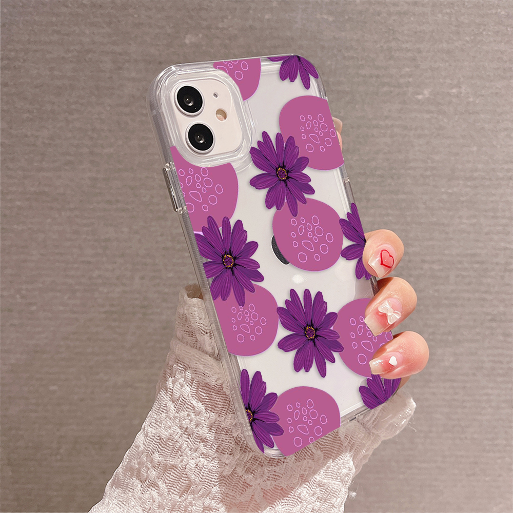 Abstract purple Flower Clear Silicon Case Cover