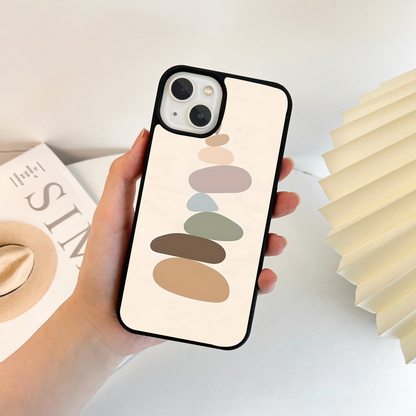 Stacked Pebbles With Heart  Glass Case