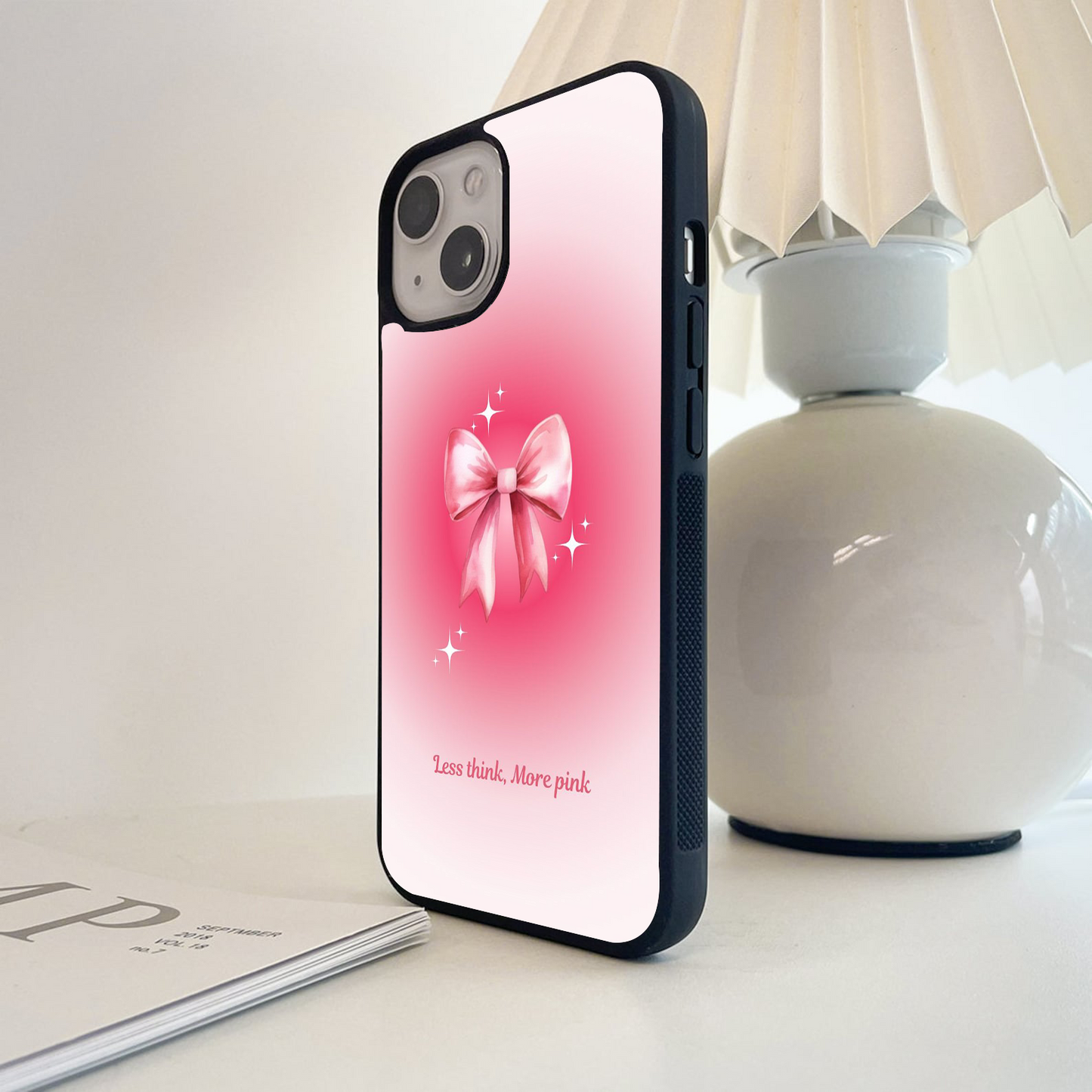 Less Think, More pink Glass Case