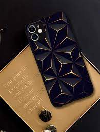 Black With Golden Lines Pattern Glass Case