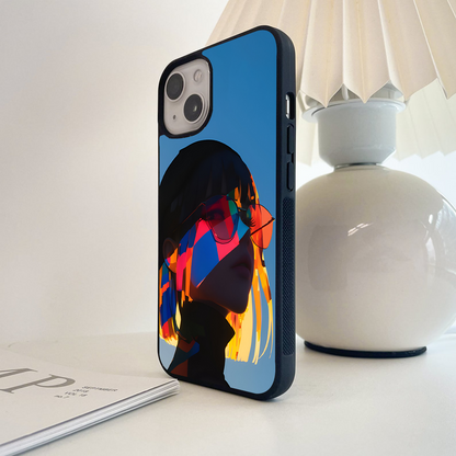 Rainbow Glitch Glow Glass Case