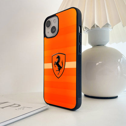 Ferrari Orange Horse Shield Glass Case