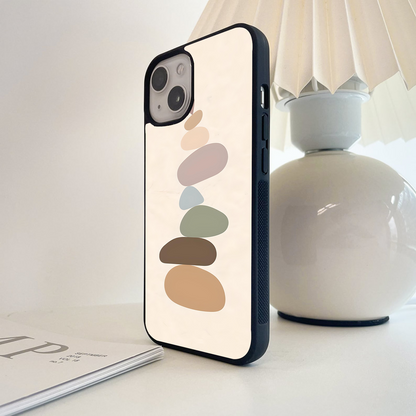 Stacked Pebbles With Heart  Glass Case