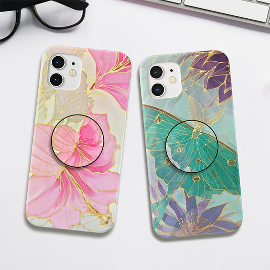 Aesthetic Butterfly Patten Slim Case Cover With Same Design Holder
